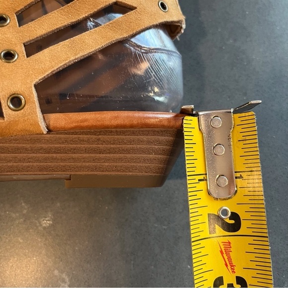 Jessica Simpson sz 7.5 chestnut suede cage sandals wedge - Picture 10 of 14